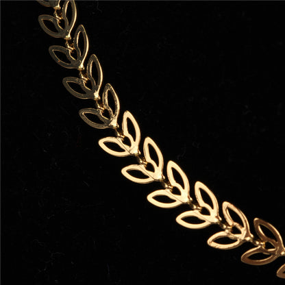 Fashion New Fishbone Chain   Hot-sale  Real Gold Plated Color Preservation Sequin Copper  Necklace Wholesale