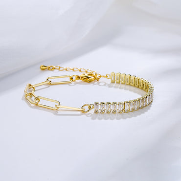 Simple Creative 18k Gold Plated Zircon Inlay Geometric Female Bracelet