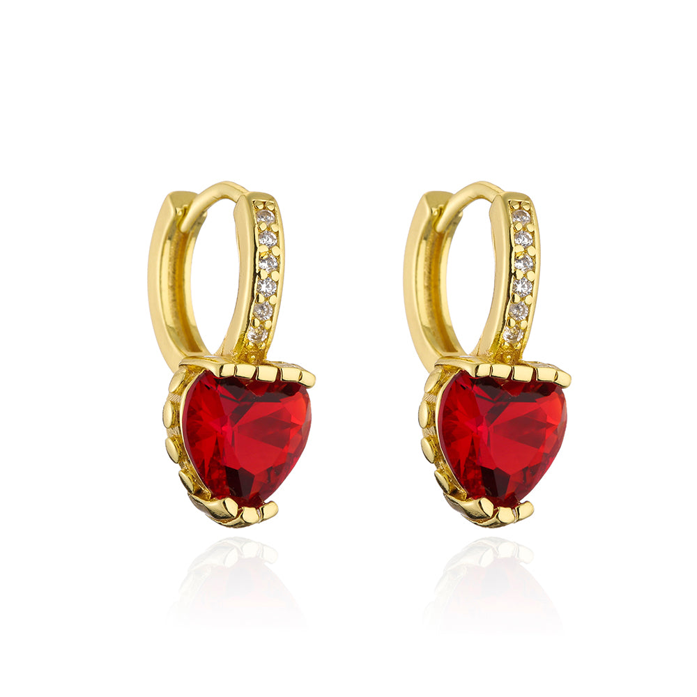 Vintage Copper 18k Gold Plated Zircon Geometric Heart Shape Earrings