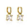 Simple Copper 18k Gold Plated Geometric Square Zircon Earrings