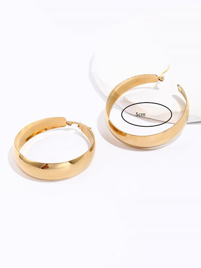 Fashion Creative Stainless Steel Electroplated 18k Circle Earrings