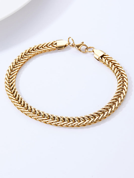 Fashion Simple Ornament Stainless Steel 18k Gold Bone Chain Bracelet