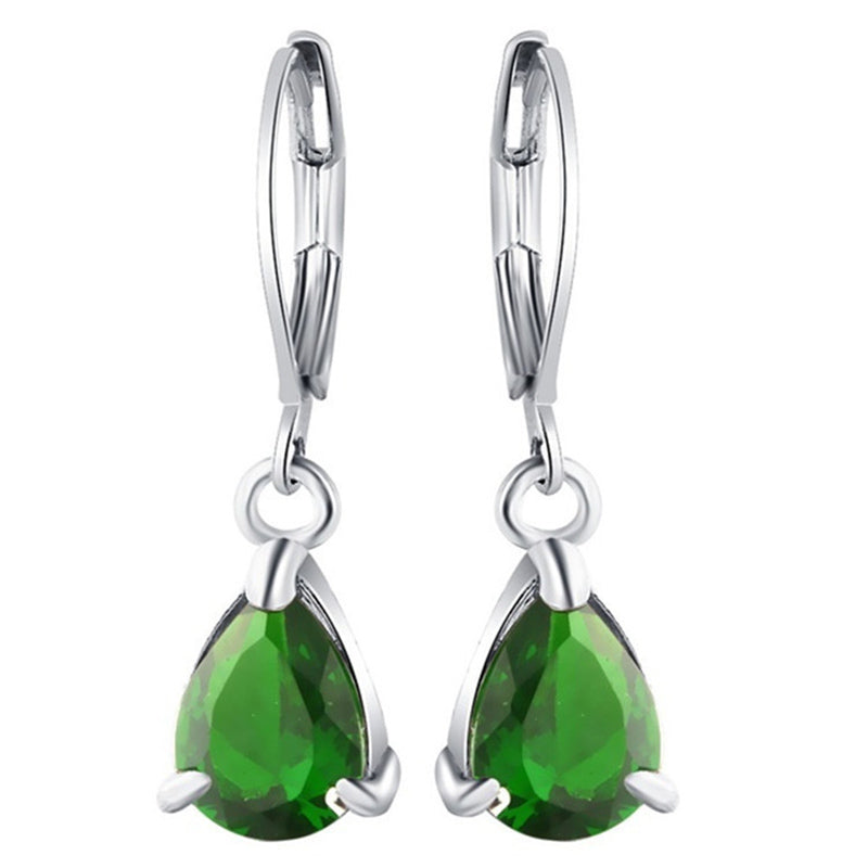 1 Set Elegant Water Droplets Plating Alloy Crystal Earrings