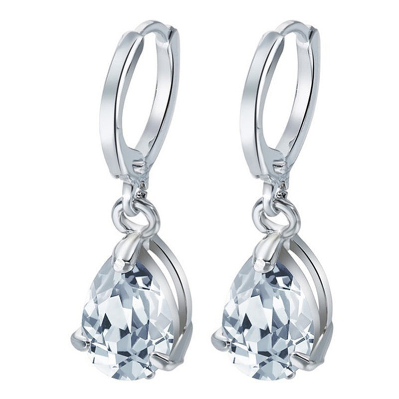 1 Set Elegant Water Droplets Plating Alloy Crystal Earrings