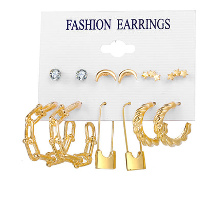 1 Set Fashion Geometric Alloy Plating Inlay Zircon Women's Earrings