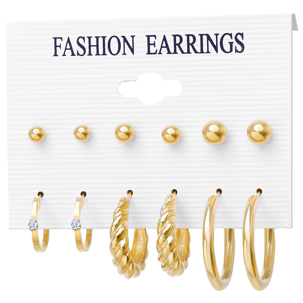 1 Set Fashion Geometric Alloy Plating Inlay Zircon Women's Earrings