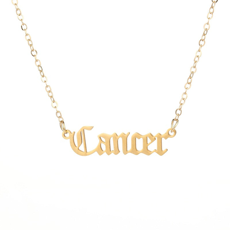 Fairy Style Elegant Princess Letter Constellation Stainless Steel Polishing Plating Titanium Steel Gold Plated Necklace