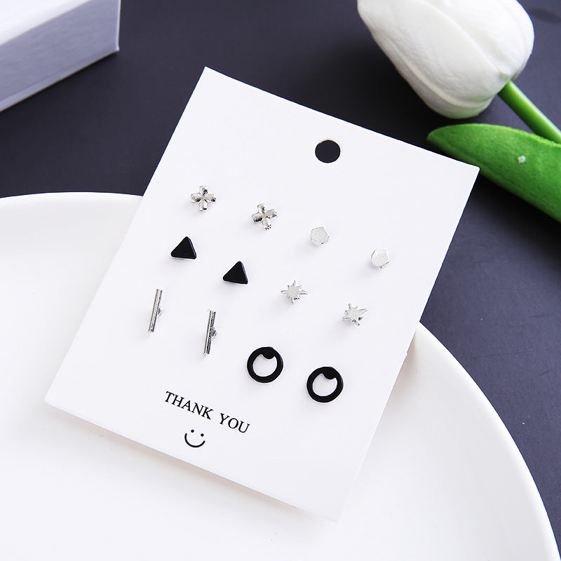 Korean Fashion Flower Bow 6 Pairs Of Earrings Set New Pearl Earrings