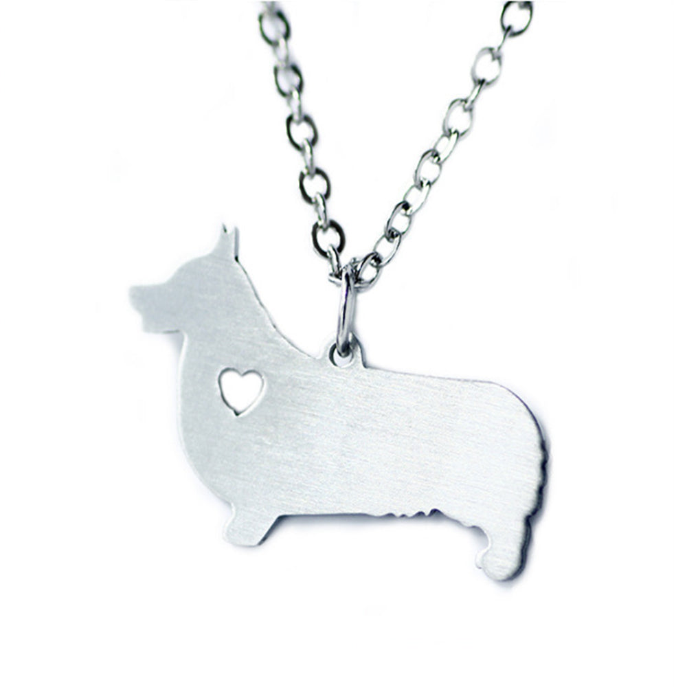 Fashion Heart Shaped Dog Shaped Stainless Steel Necklace