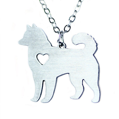 Fashion Heart Shaped Dog Shaped Stainless Steel Necklace