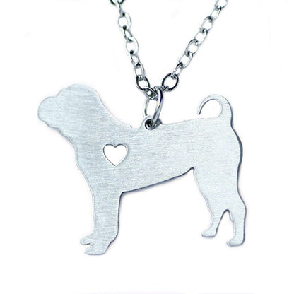 Fashion Heart Shaped Dog Shaped Stainless Steel Necklace