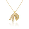 Fashion Copper 18k Gold Plating Zircon Animal Necklace Tiger Leopard Lion Pendant