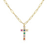 Fashion Copper Plating 18k Gold Zircon Cross Pendant Necklace Female