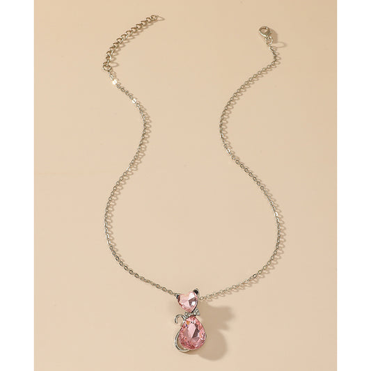 Princess Cute Cat Artificial Gemstones Artificial Rhinestones Alloy Wholesale Necklace