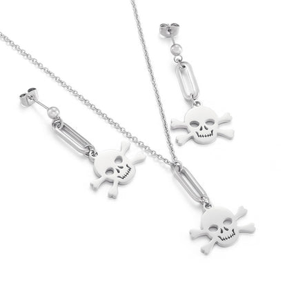 Creative Skull Pendant Necklace Earrings Stainless Steel Jewelry