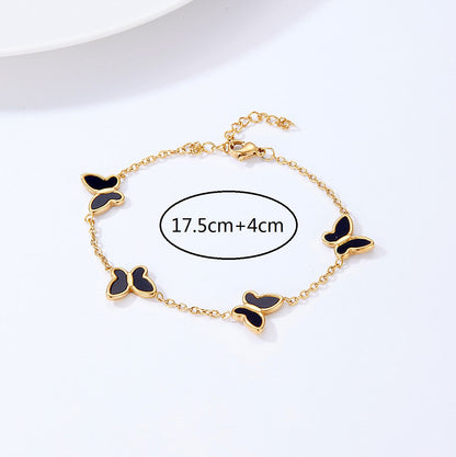 Fashion Simple Stainless Steel Electroplated 18k Gold Butterfly Bracelet