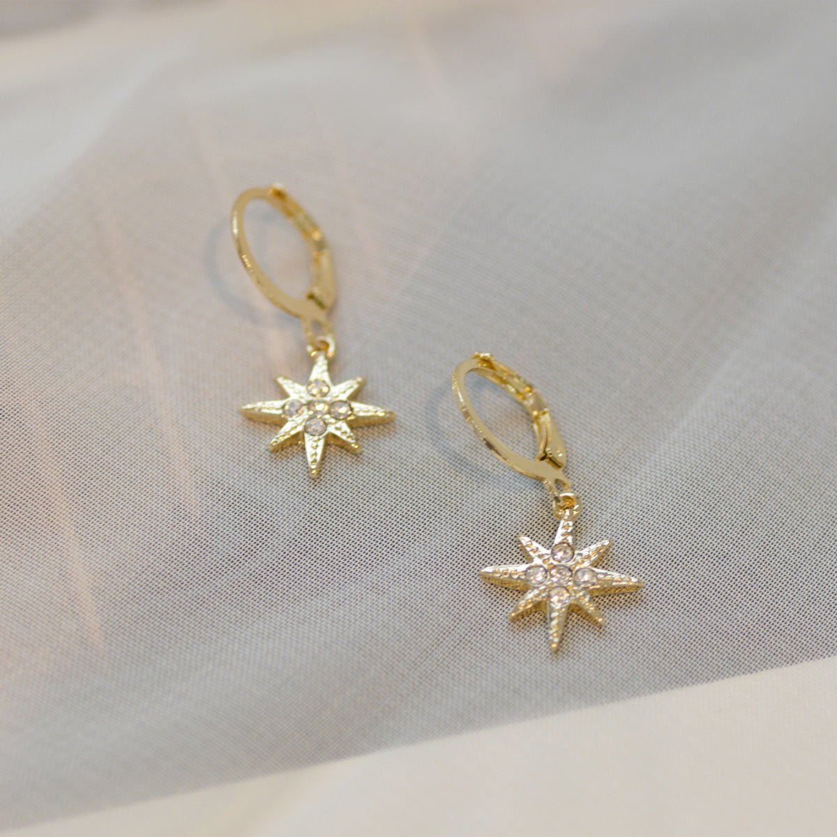 Fashion Simple Style Geometric Heart Star Moon Shape Alloy Earrings