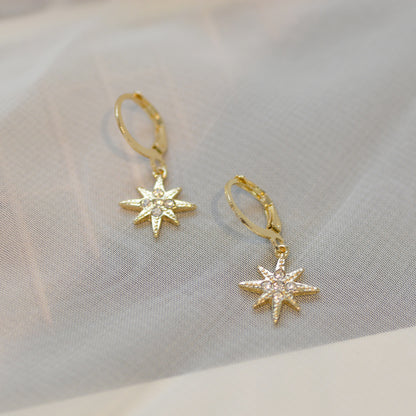 Fashion Simple Style Geometric Heart Star Moon Shape Alloy Earrings