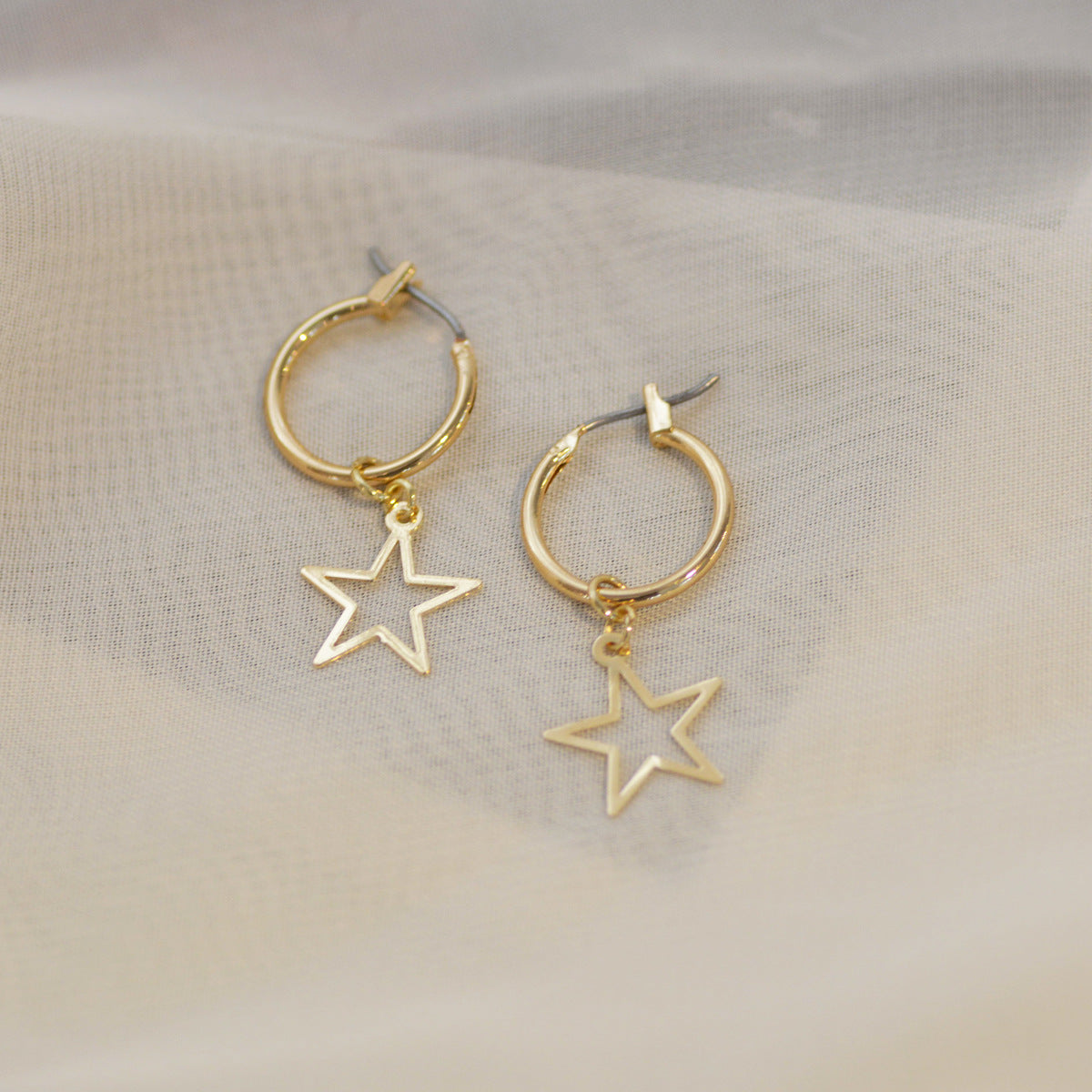 Fashion Simple Style Geometric Heart Star Moon Shape Alloy Earrings