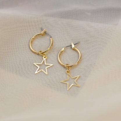 Fashion Simple Style Geometric Heart Star Moon Shape Alloy Earrings