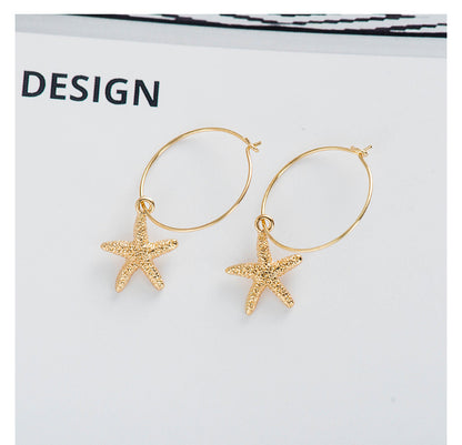 Fashion Simple Style Geometric Heart Star Moon Shape Alloy Earrings