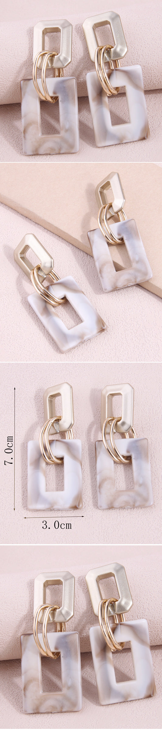 Simple Hollow Geometric Square Temperament Earrings