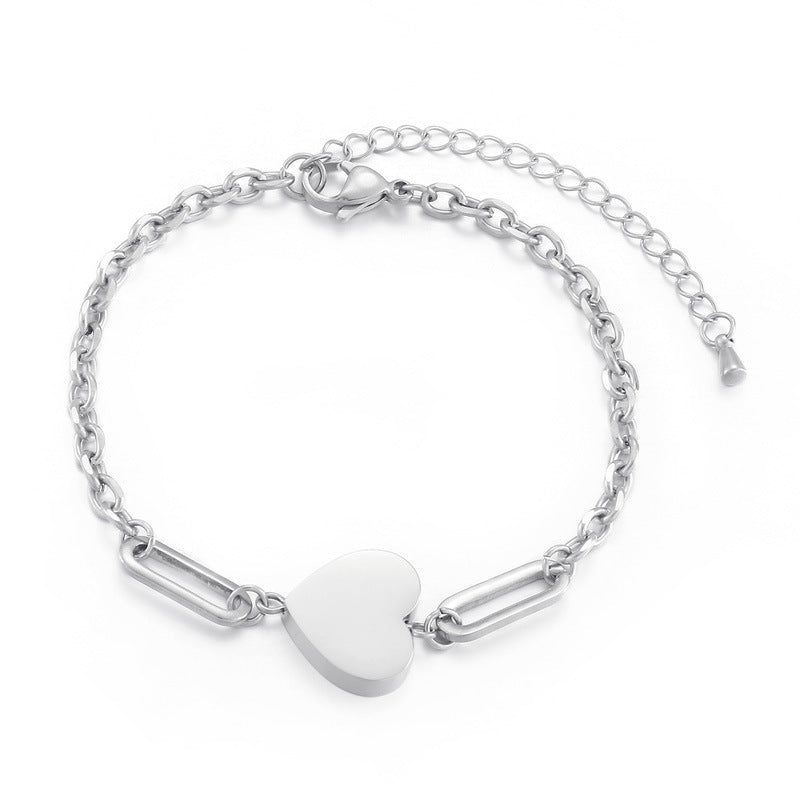 New Fashion Creative Stainless Steel Splicing Heart-shaped Pendant Bracelet