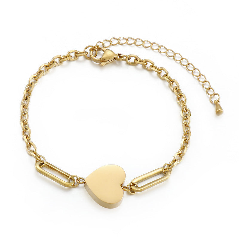 New Fashion Creative Stainless Steel Splicing Heart-shaped Pendant Bracelet