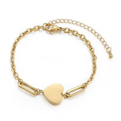 New Fashion Creative Stainless Steel Splicing Heart-shaped Pendant Bracelet