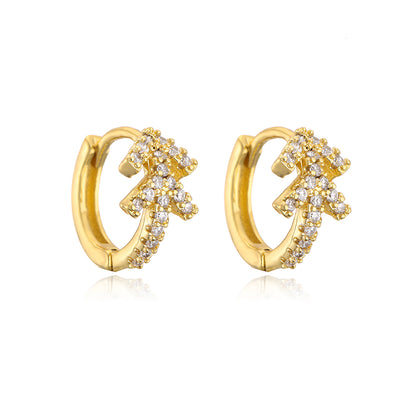 New Fashion Geometric Plating Gold Micro Inlaid Zircon Copper Earrings