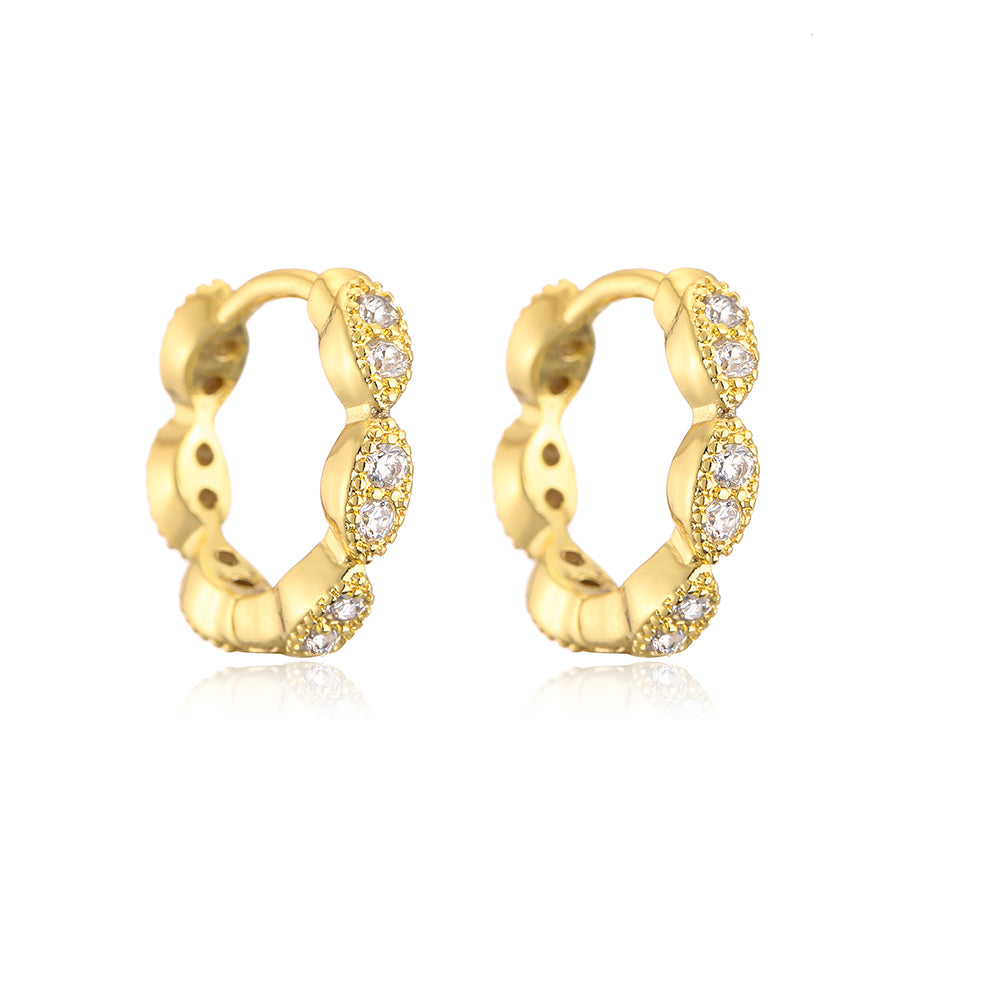 New Fashion Geometric Plating Gold Micro Inlaid Zircon Copper Earrings