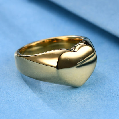 New Style Glossy Heart Shape Titanium Steel Men's Ring