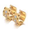 Simple Style Stainless Steel 18k Gold Plated Frosted Diamond Studded Hollow Round Earrings