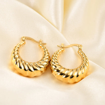 1 Pair Retro Simple Style U Shape Stripe Twist Plating Copper 18k Gold Plated Earrings