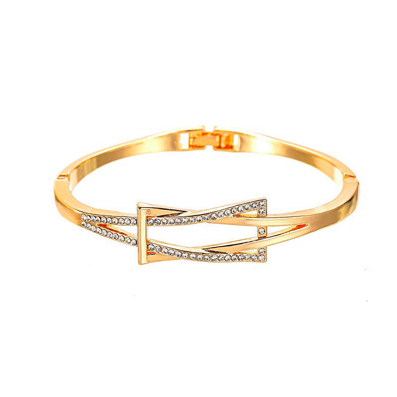 Simple Style Infinity Heart Shape Metal Titanium Steel Plating Inlay Rhinestones Rose Gold Plated Gold Plated Silver Plated Women's Bangle