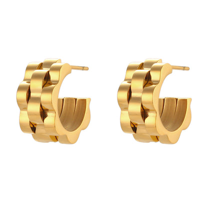 Hip-hop Geometric Plating Stainless Steel No Inlaid Gold Plated Earrings