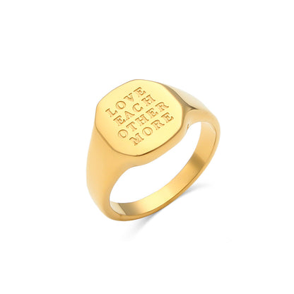 Fashion English Letters Ring Electroplated 18k Gold Ring Women's Jewelry Wholesale