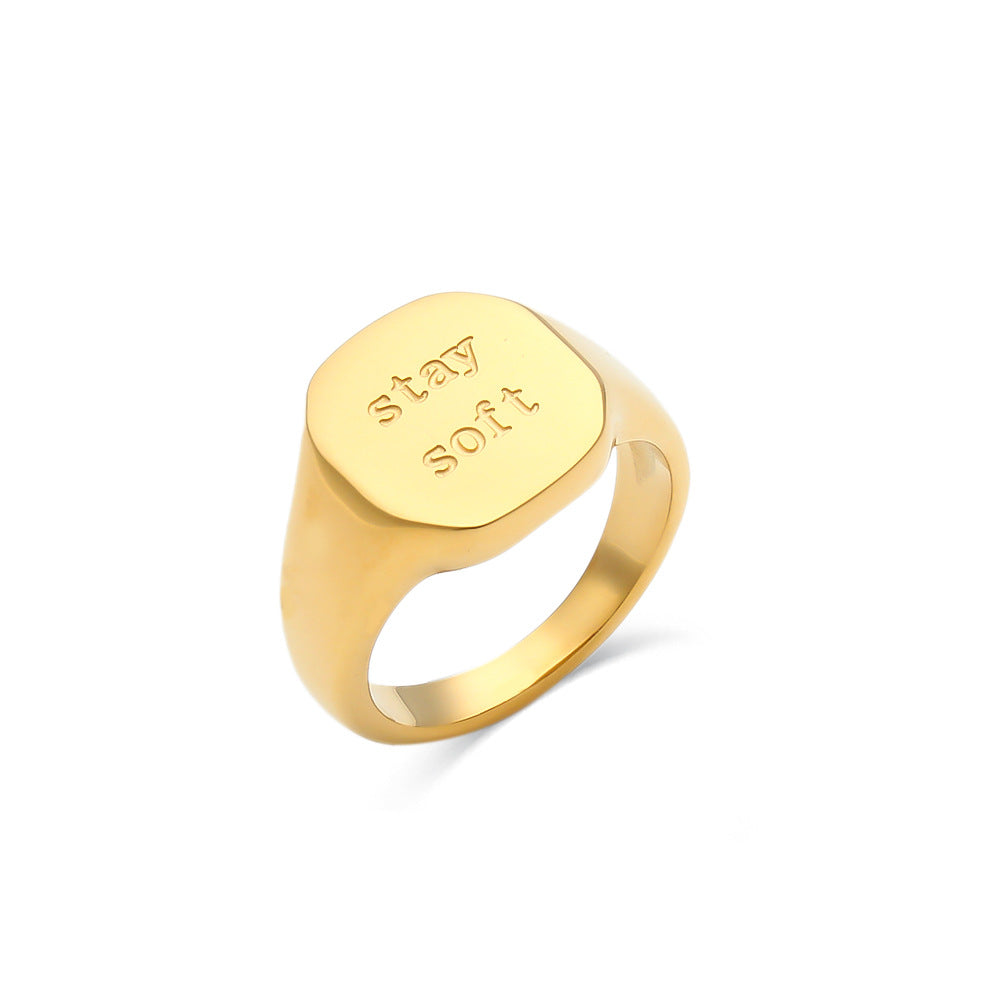 Fashion English Letters Ring Electroplated 18k Gold Ring Women's Jewelry Wholesale