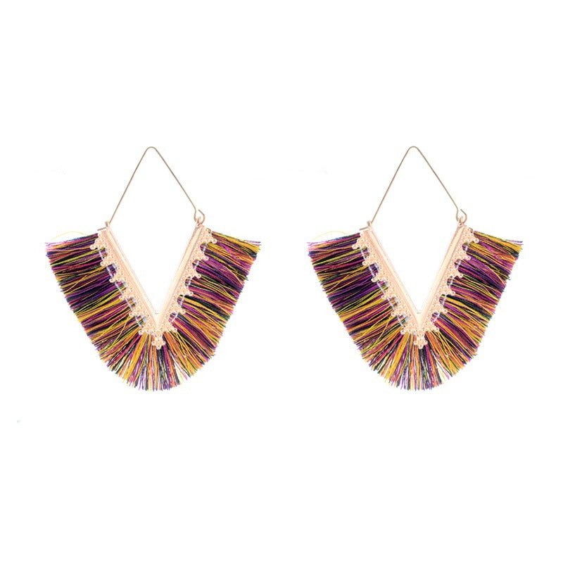 Fashion Exaggerated Geometric Tassel Earrings Nhdp149052