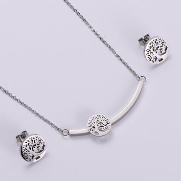 New Elegant Fashion Hollow Tree Necklace Earrings Set