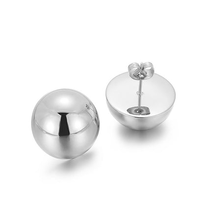 Fashion Simple Creative Stainless Steel Hemisphere Hollow Earrings