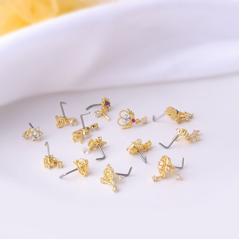 Fashion Flower Titanium Steel Plating Nose Studs