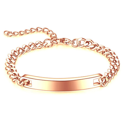 Hip Hop Style Rectangle Stitching Chain Titanium Steel Id Bracelet