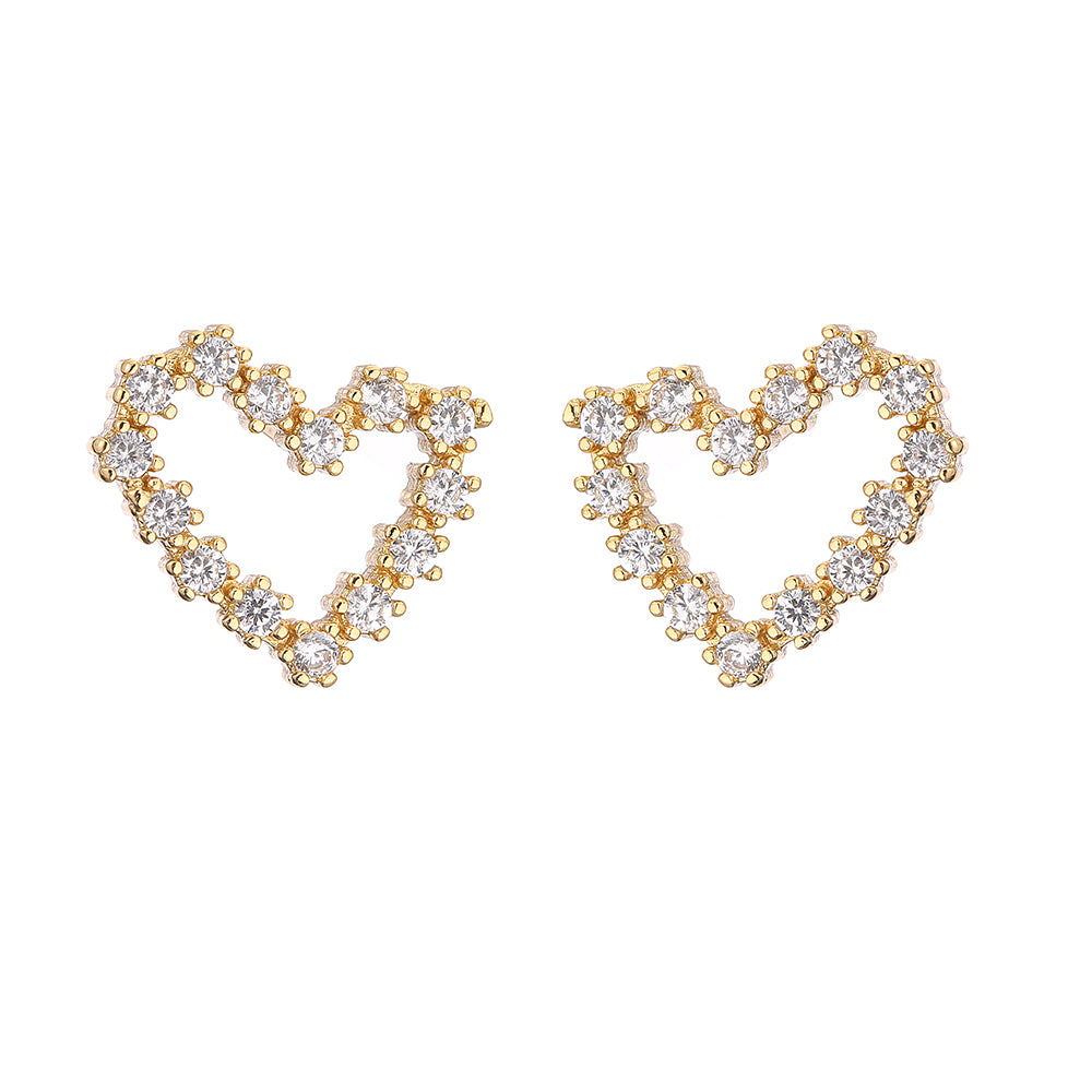 Fashion Heart Inlaid Zircon Copper Zircon Earrings