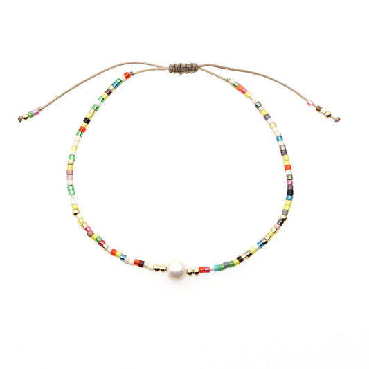Vintage Weaving Miyuki Glass Beads Pearl Geometric Ethnic Embroidered Bracelet