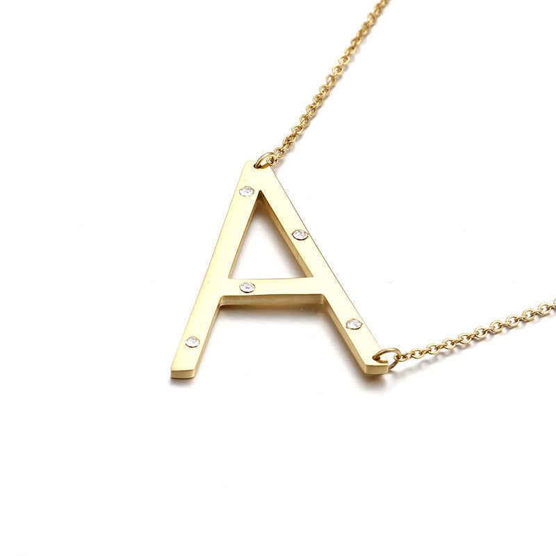 Kalen New Fashion Necklace 26 Beaded Letter-printing Gold Necklace European And American Popular Ornament  Sources