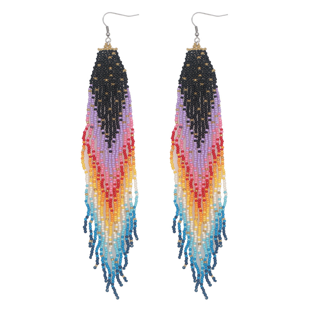 Bohemian Ethnic Hand-woven Tassel Long Earrings