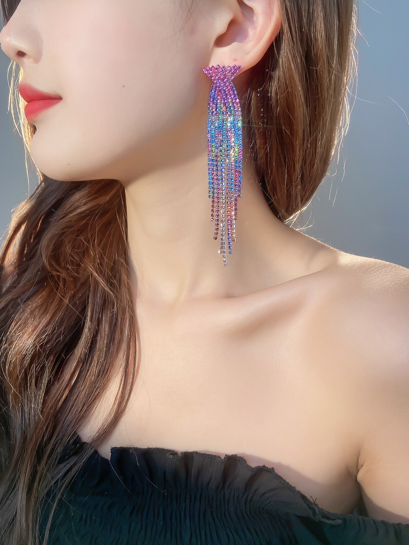 Retro Tassel Alloy Rhinestone Rhinestones Earrings