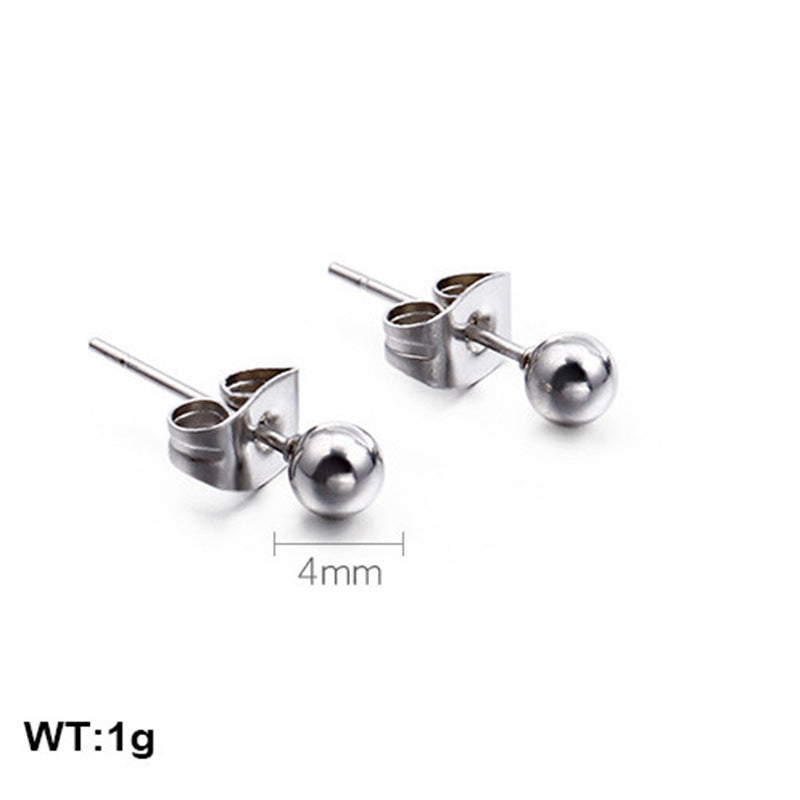 Earrings Wholesale Europe And America Cross Border Round Beads Titanium Steel Women's Stud Earrings Street Simplicity Titanium Steel Earring Accessories