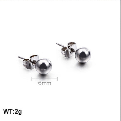 Earrings Wholesale Europe And America Cross Border Round Beads Titanium Steel Women's Stud Earrings Street Simplicity Titanium Steel Earring Accessories